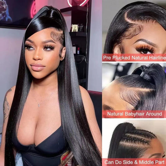 Lace Wig Women's Long Straight High-temperature Fiber